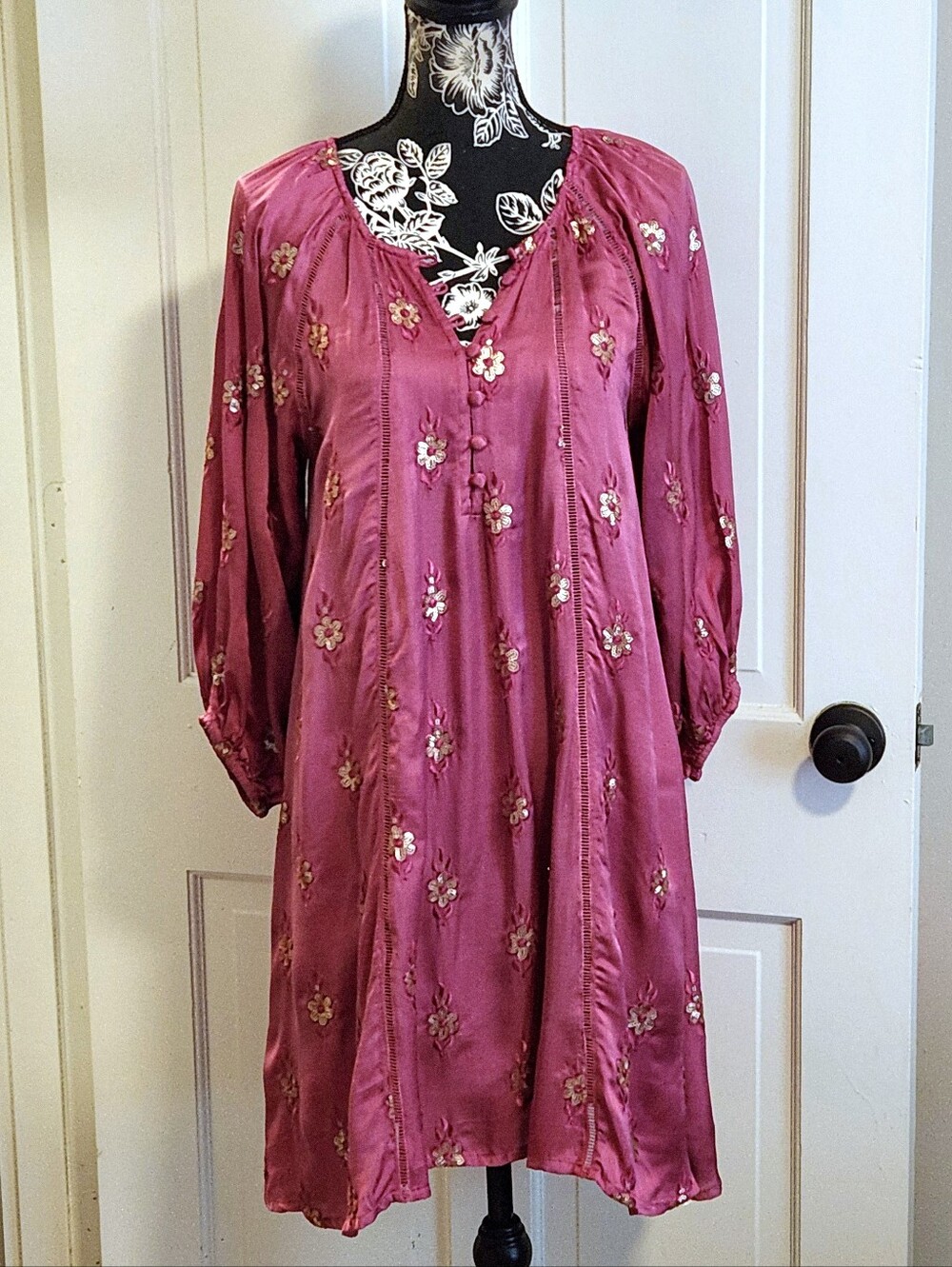 💖Clara The Label💖 - Berry Pink Boho Dress w/Gold Sequin Accents